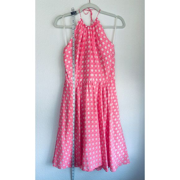 Vineyard Vines Women's 100% Silk Caning Print Halter Dress in Pink - Size 4 - Picture 9 of 13